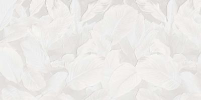 Papier peint panoramique effet 3D feuillage blanc Ethereal