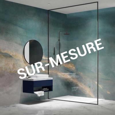 Papier peint special salle de bain bleu Egeo SUR-MESURE