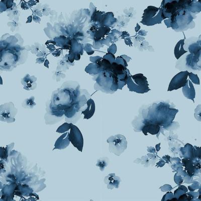 Papier peint fleuri bleu panoramique Romantic