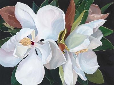 Papier peint grosses fleurs magnolias Norina