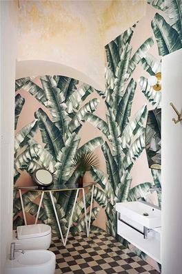 Papier peint salle de bain feuillage Venerate