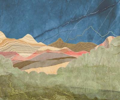 Papier peint paysage multicolore graphique Kaokoland