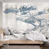 Papier peint arbre japonais panoramique Igen Bleu