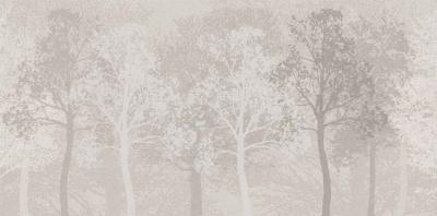 Papier peint arbres dans la brume beige Birch