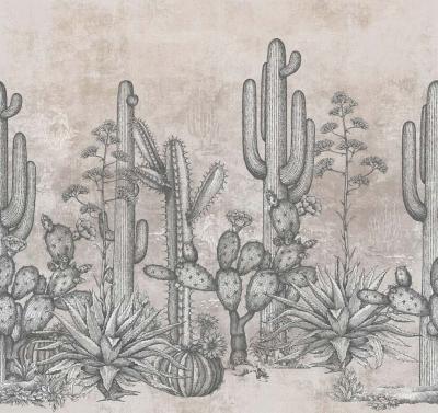 Papier peint cactus panoramique beige et gris San Pedro