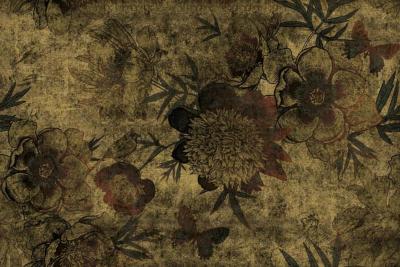 Papier peint floral luxueux doré panoramique Canario Nero