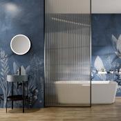 Tapisserie étanche pour salle de bain botanique bleu Kundera