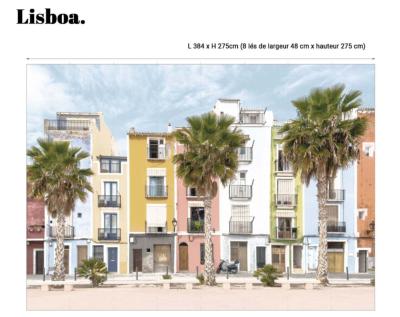 Papier peint architecture colorée panoramique Lisboa