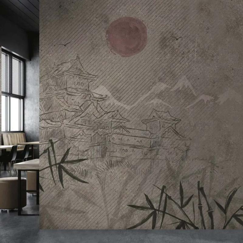 Papier peint paysage japonais panoramique Yama