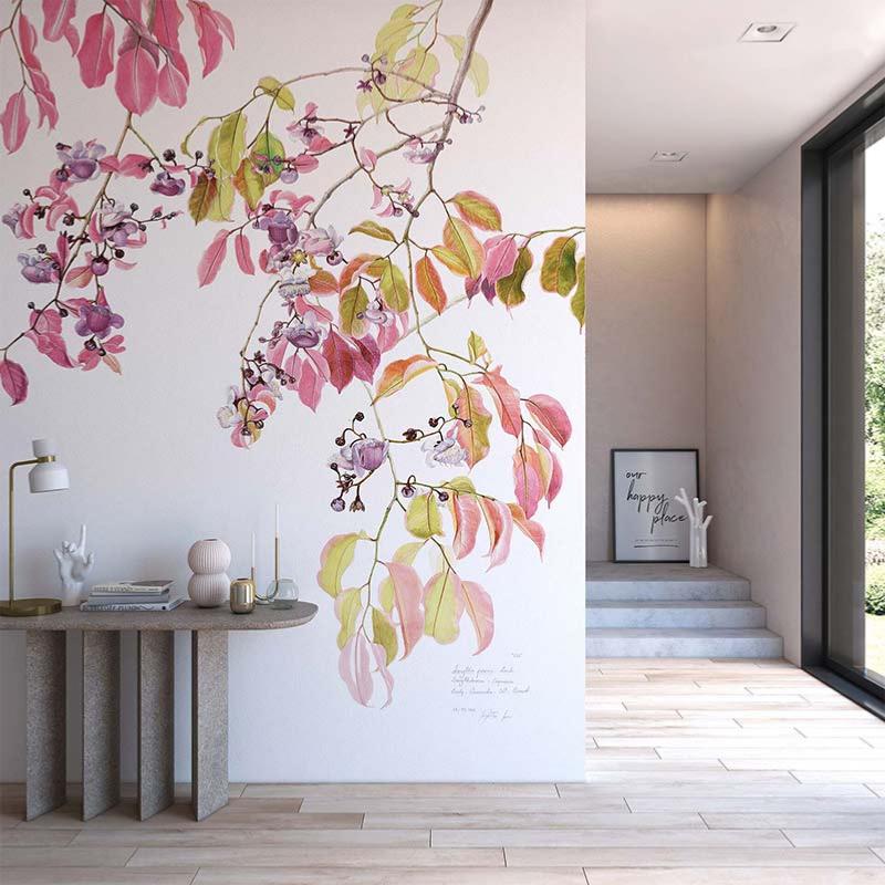 Papier peint arbre en fleur panoramique Sapucaia