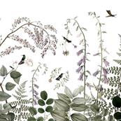 Papier peint fleurs et oiseaux Singing Bird