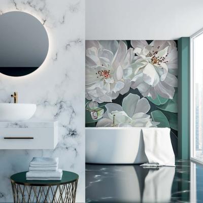 Papier peint pour salle de bains motif floral Ophelia Green