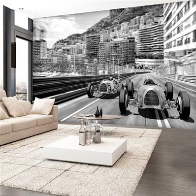 Papier peint panoramique Monte Carlo noir et blanc
