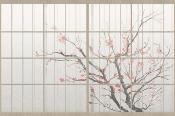 Papier peint arbre cerisier du Japon Samourai