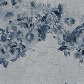 Papier peint aquarelle fleurs bleues Infinito