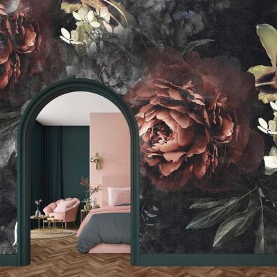 Papier peint fleurs géantes Audace Rose et Noir