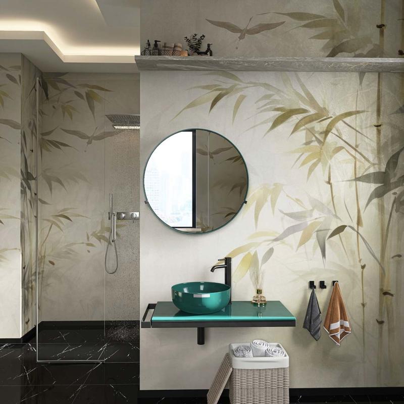 Papier peint hydrofuge spécial salle de bain Zen Garden