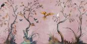 Papier peint panoramique oiseaux Ibis Rose
