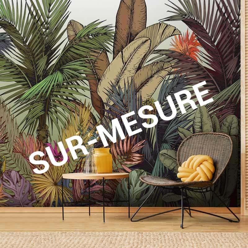 Papier peint jungle haut de gamme Palm Color SUR-MESURE