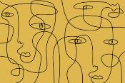 Papier peint visage abstrait jaune Koketit Underscore - Jaune Merwat