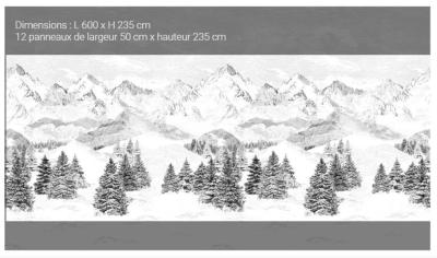 Papier peint montagne noir et blanc Les Cimes 600x235