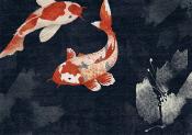 Papier peint poissons panoramique sur fond bleu Bekko Dark 400x280