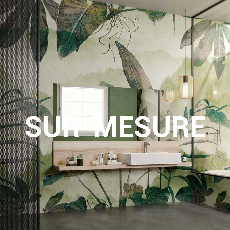 Papier peint salle de bains feuillage exotique Pensiero SUR-MESURE