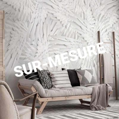 Papier peint 3D plumes blanches Hermès SUR-MESURE