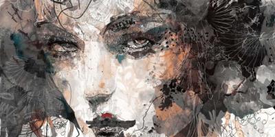 Papier peint visage femme artistique My Dark Dependency