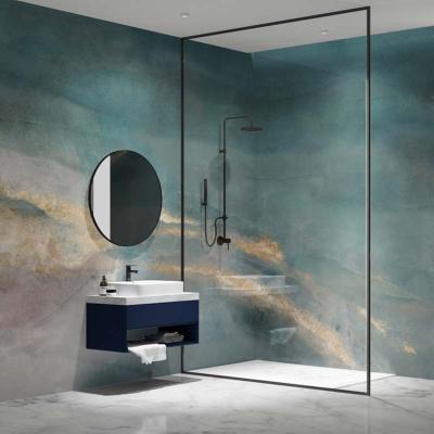 Papier peint special salle de bain bleu Egeo