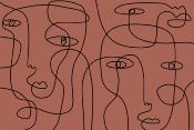Papier peint visage abstrait terracotta Koketit Underscore - Marron Castille
