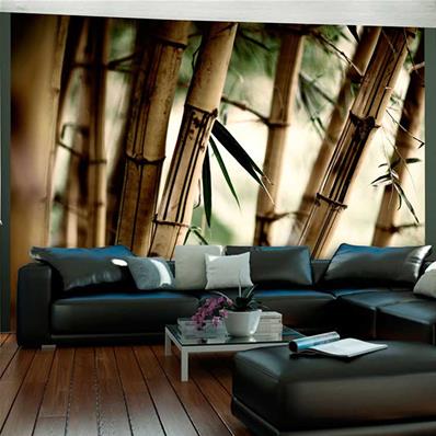 Papier peint panoramique bambou naturel Chaumea