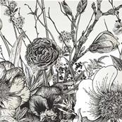 Papier peint panoramique fleurs noir et blanc Botanik