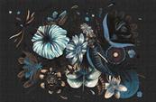 Papier peint fleurs géantes haut de gamme Chloris bleu