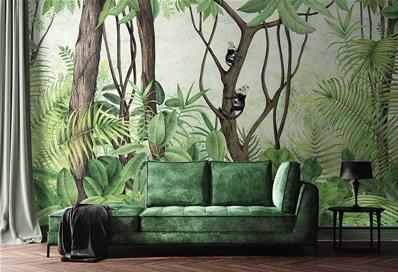 Papier peint jungle et ouistitis Casa de vidro