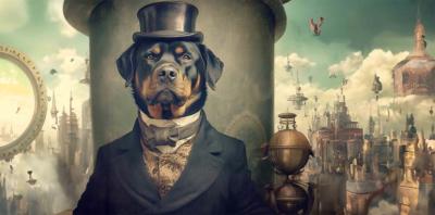 Papier peint chien costumé original panoramique Otto
