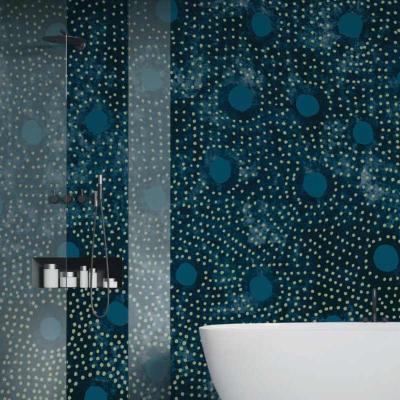Papier peint salle de bain design bleu Pisello