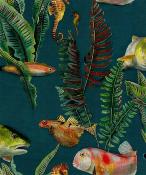 Rouleau de papier peint poissons et botanique Bank Of Fish Lagoon