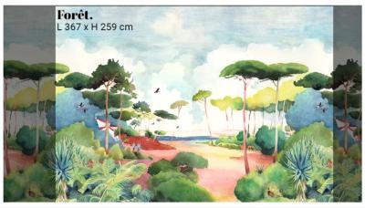 Papier peint aquarelle design Forêt SUR-MESURE