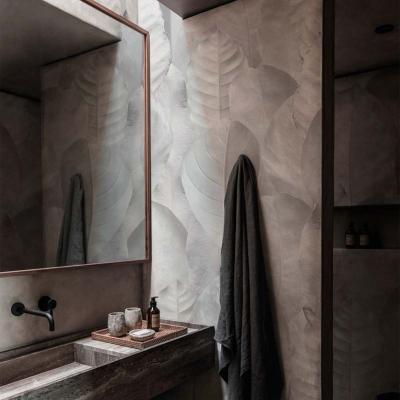 Papier peint spécial salle de bain étanche feuillage White Leaf