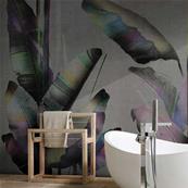 Papier peint salle de bain design Feuilles