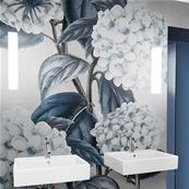 Papier peint fleurs salle de bain Ortensia