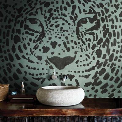 Papier peint salle de bain design Panthere