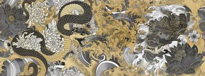 Papier peint dragon sur-mesure panoramique Yokai