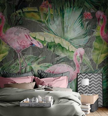 Papier peint tropical luxe Flamingo