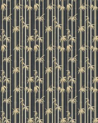 Papier peint panoramique bambous sur fond noir Sagano