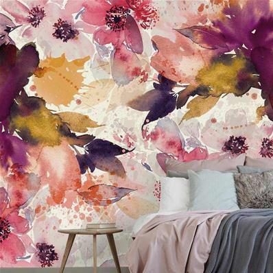 Papier peint aquarelle floral Palette