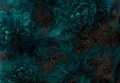 Papier peint bleu et or succulentes Ombres 400x280
