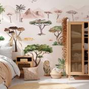 Papier peint chambre enfant nature et animaux panoramique Serengeti