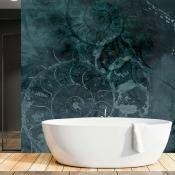 Papier peint spécial salle de bains bleu Ammoniti